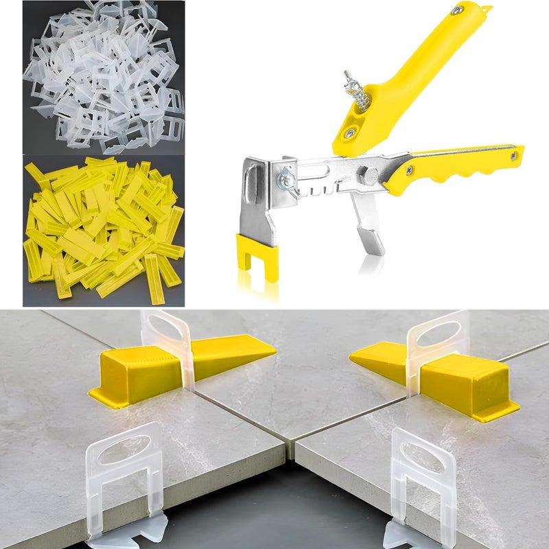 TEANTECH 1/8”Tile Leveling System Kit, 600pcs Tile Leveler Spacers Clips+150pcs Reusable Wedges+1pc Tile Pliers for Wall/Floor Tile Adjustment, Leveling Tile System for Ceramic Tile - Image 1